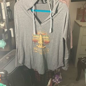 Source Unknown Gray Hooded Sweater with Graphic